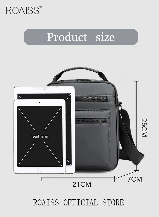 رويس حقيبة كتف أكسفورد مقاومة للتآكل بتصميم بسيط مع حزام قابل للتعديل ومقبض علوي متعدد الطبقات، حقيبة يد عملية عصرية جديدة باللون الرمادي الصلب لرحلات العمل القصيرة والسفر - Image 5